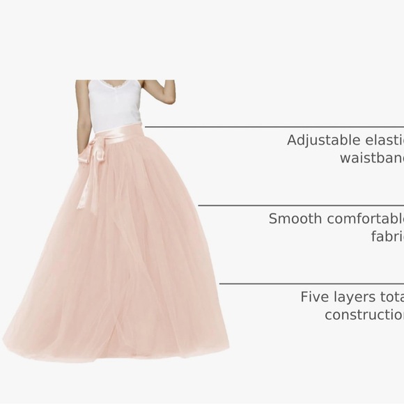 Elegant Pink Tulle Floor Length Skirt - Picture 2 of 5